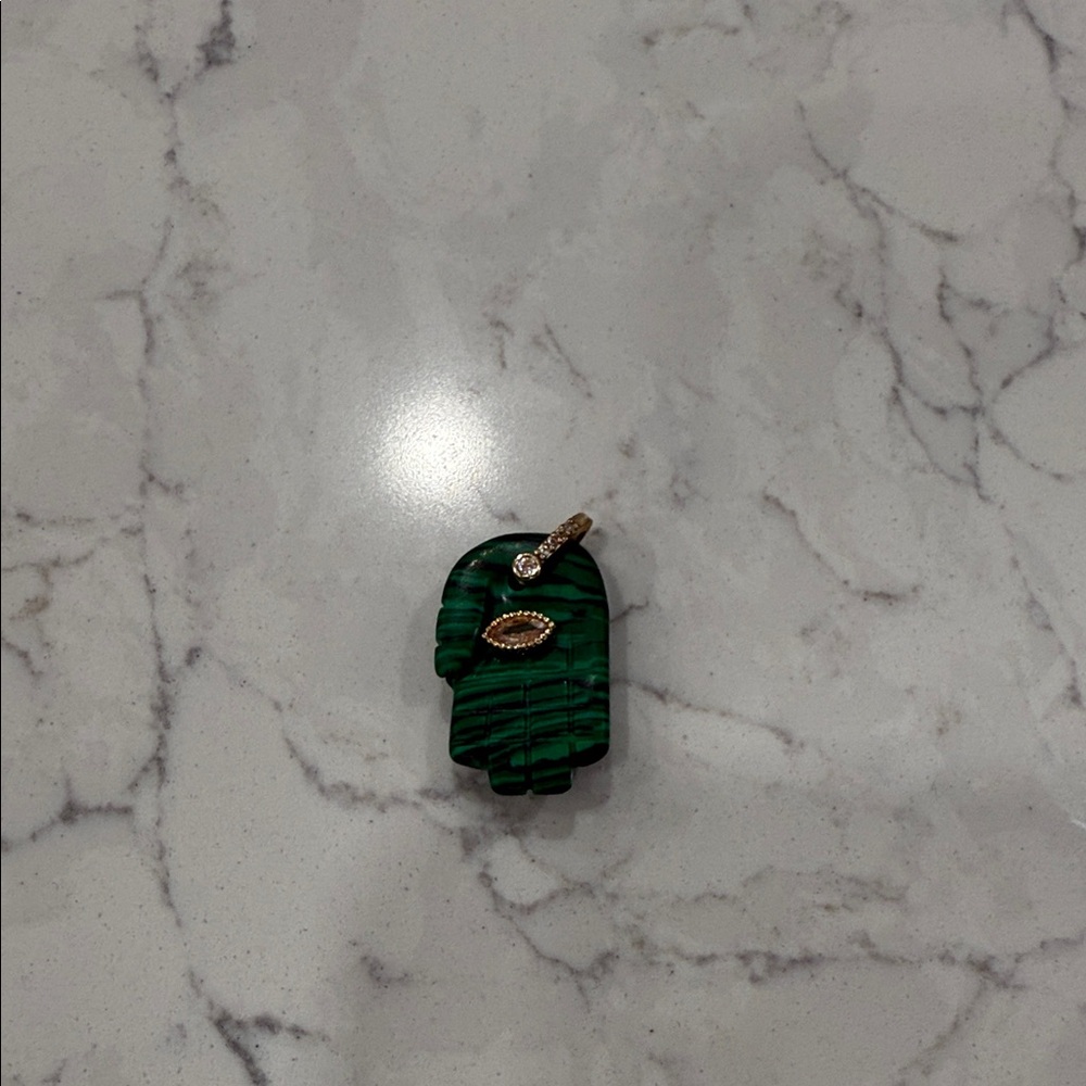 Green and Gold Hamsa Pendant